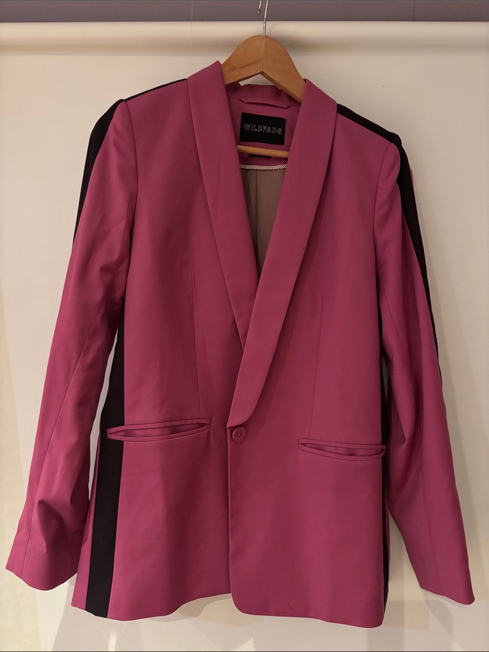 Wildfang Magenta Blazer with Black Shoulder and Side Panels